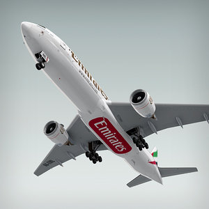 3d boeing 777-200 plane emirates model