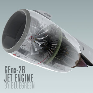 genx-2b jet engine 3d model