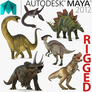 3D dinosaurs rigged