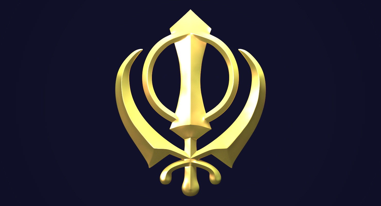 3d Khanda Symbol Emblem Model