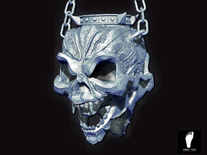 sculpted hanging skull torch 3d model