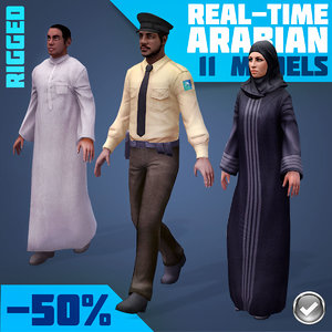 3d rigged characters arabic civilians