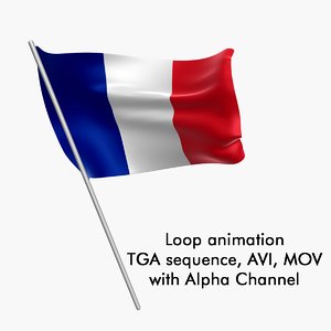 Swinging Flag Loop Animation - France