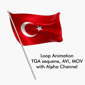 Swinging Flag Loop Animation - Turkey