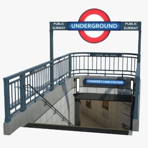 3D england london underground entrance model