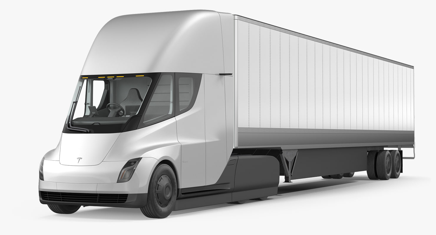 3D model tesla semi truck trailer TurboSquid 1247302