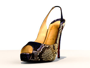 3D model christian louboutin peeptoe heels