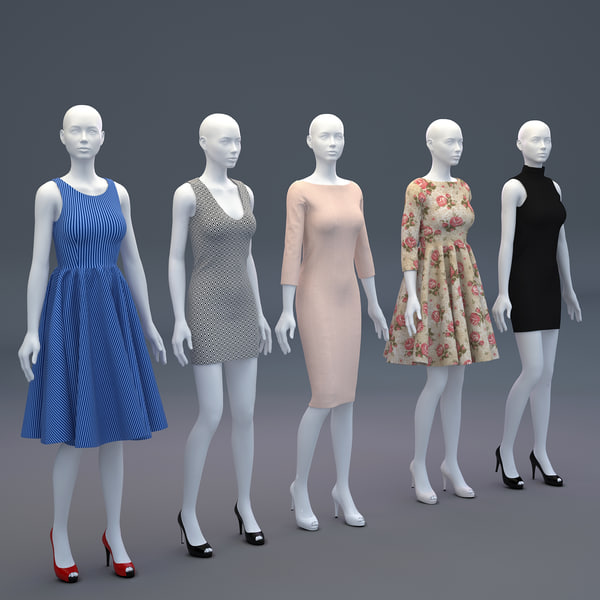 mannequin woman cloth shop 3D
