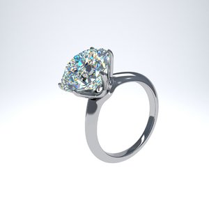 3D platinum engagement ring diamond model