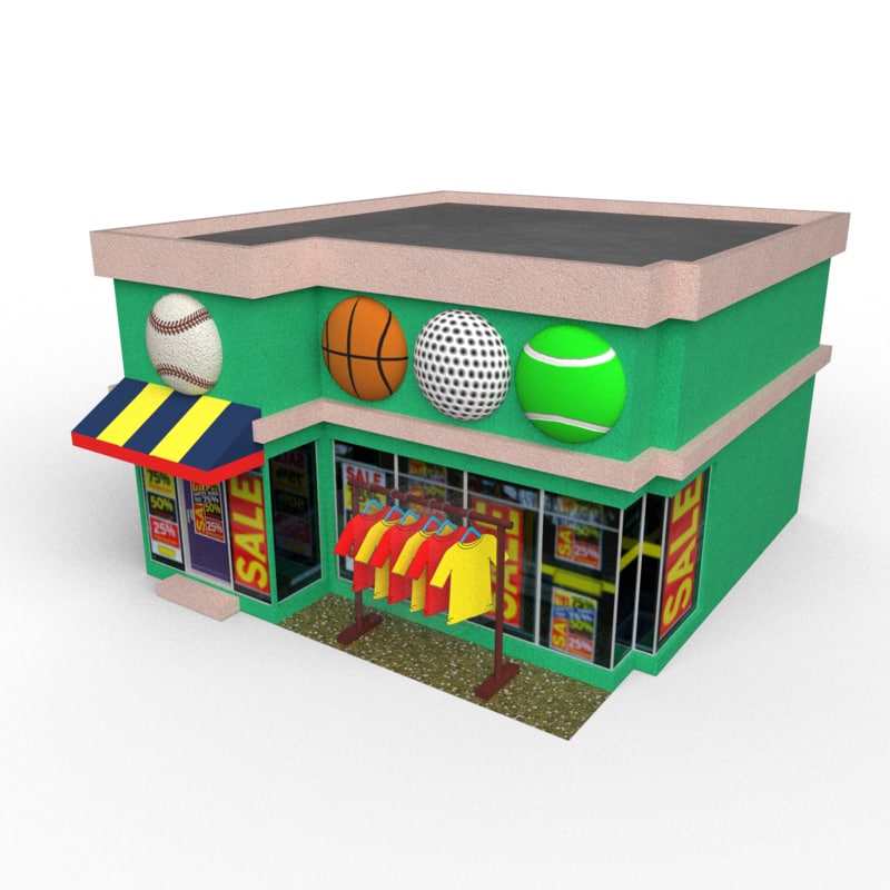 3D cartoony sports store model TurboSquid 1248236