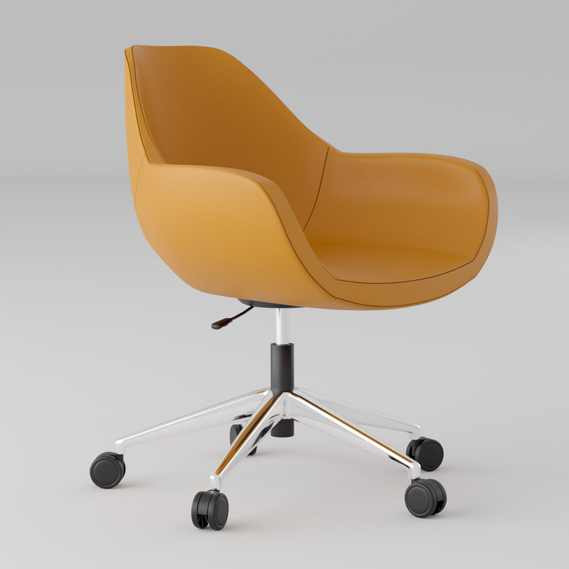 3d Model Orange Leather Office Chair, Orange Leather Office Chair