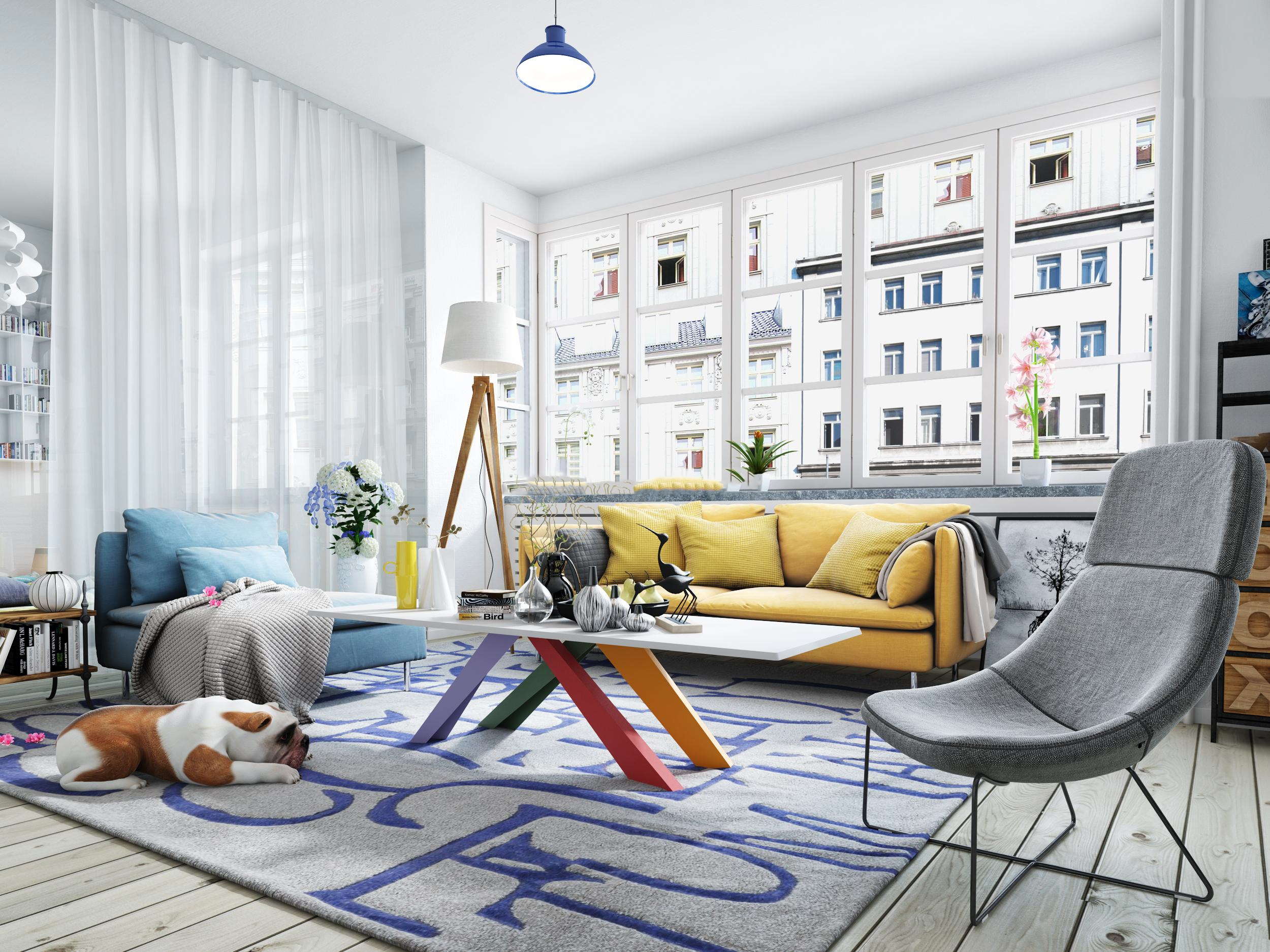 Scandinavian Style Interior Wohnzimmer Mit Sofa