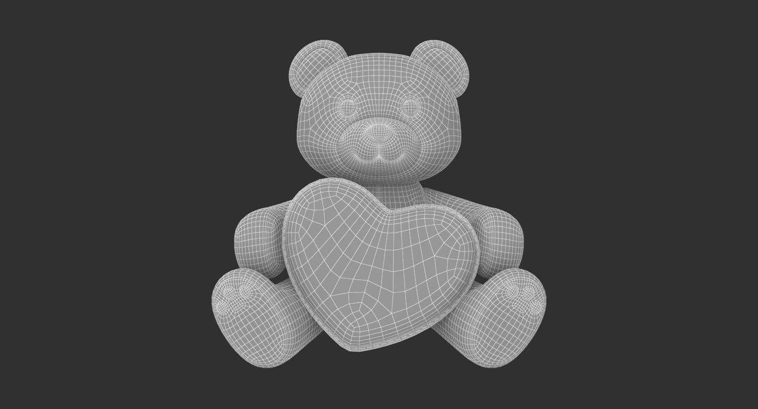 泰迪熊心脏米色3d模型