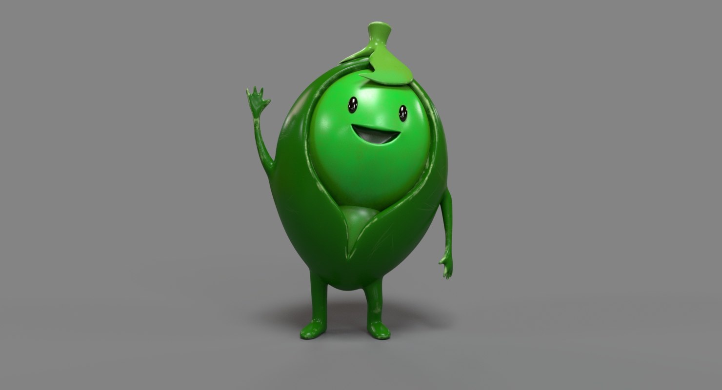 Pea cartoon character 3D model - TurboSquid 1246324