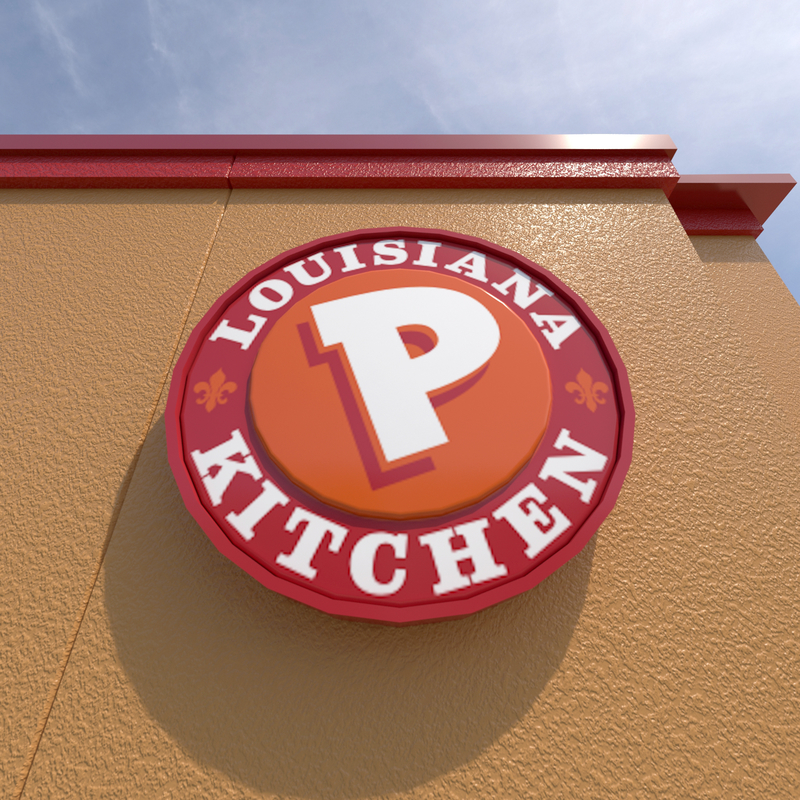 3D exterior restaurant popeyes signage model - TurboSquid 1249014