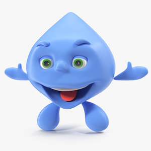 3D cartoon character water drop model
