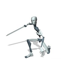 Swordsman jump swipe attack