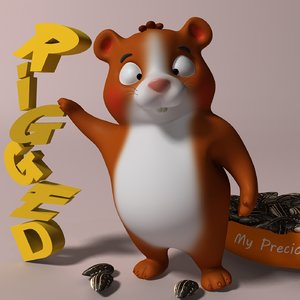 cartoon hamster rigged model