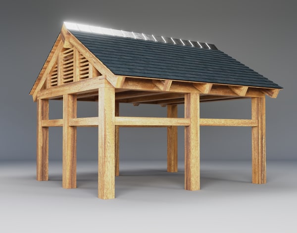 Realistic Wooden Carport 3d Turbosquid 1250024