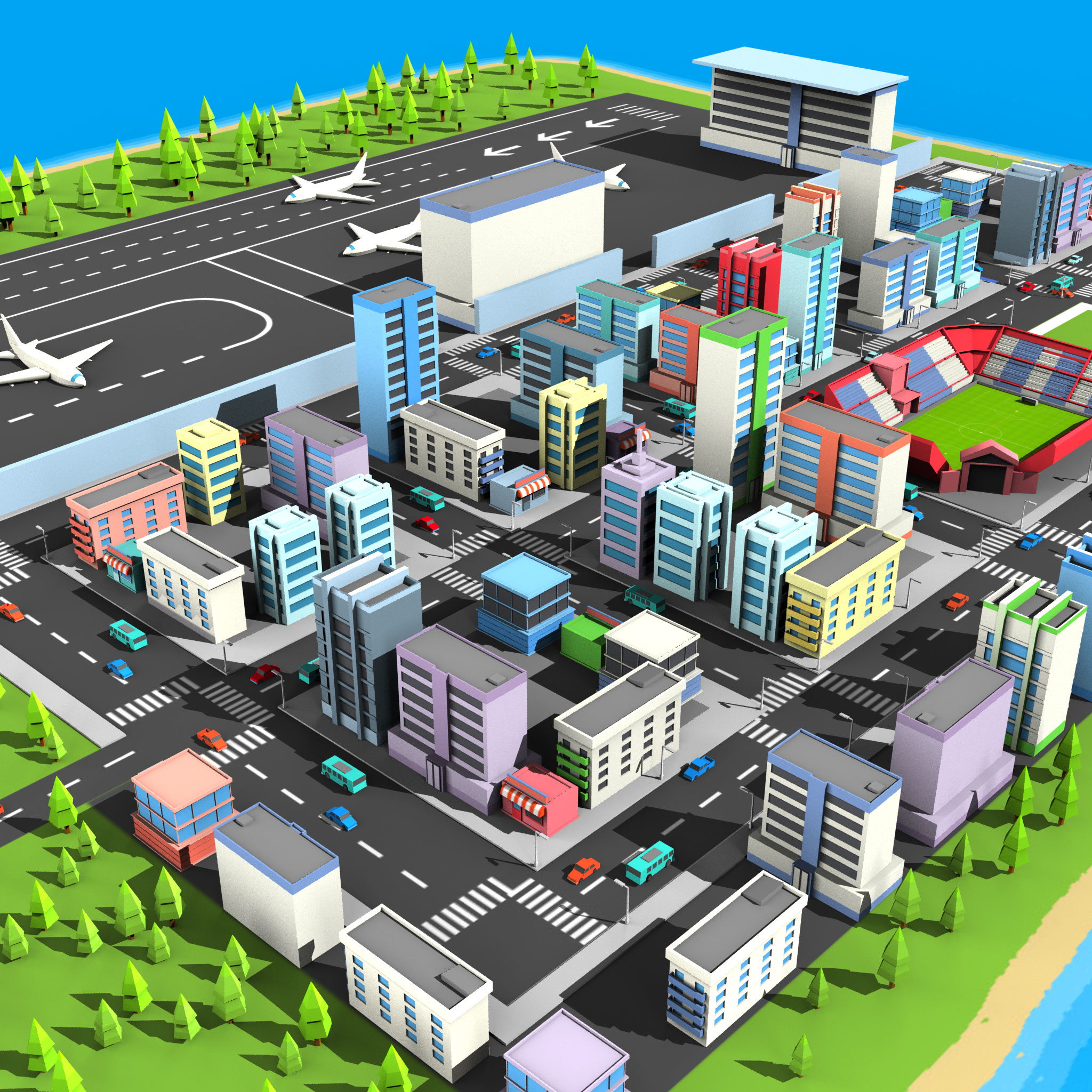 City cartoon architecture 3D model - TurboSquid 1250046