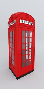 3D british phone booth telephone model