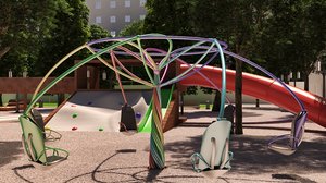 playground roundabout merry-go-round 3D