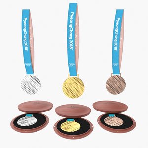 olympic medals set 2018 3D