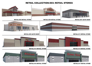 retail stores shops building 3D