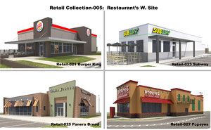 3D exterior restaurant site model