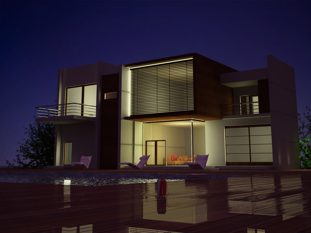 Night luxury house 3D model - TurboSquid 1250657