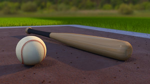 3D baseball bat ball model