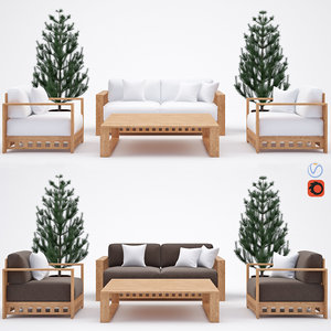 3D set outdoor furniture meridiani model
