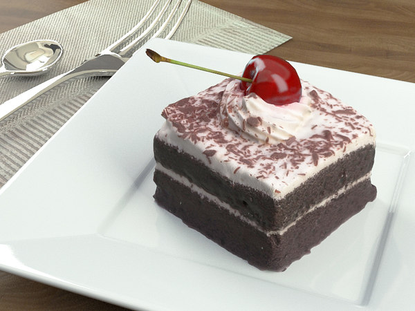 Cake Chocolate Cherry Model Turbosquid