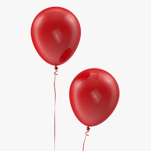 3D red balloon ribbon