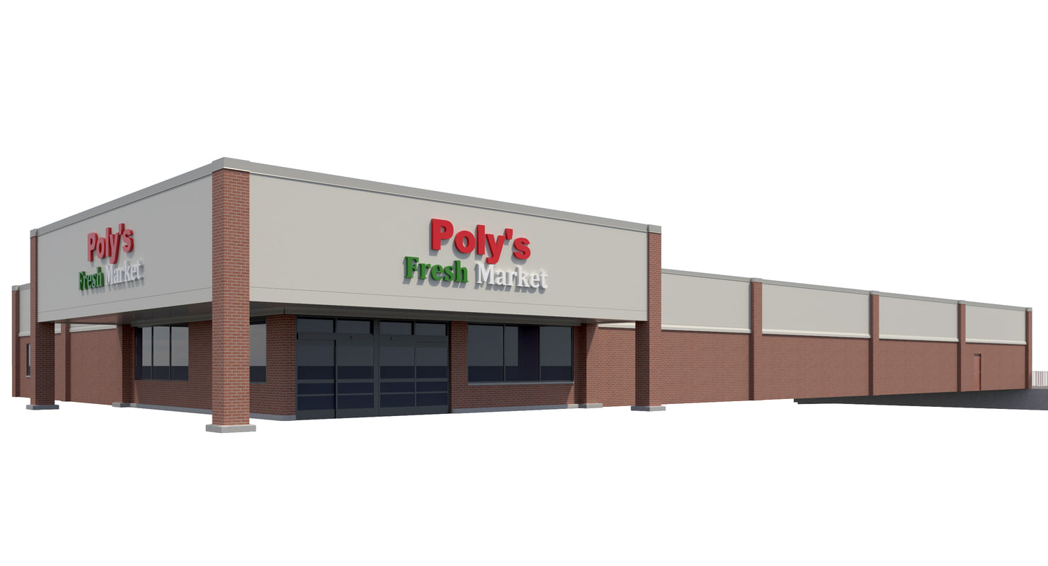 Exterior retail grocery store 3D model - TurboSquid 1252066