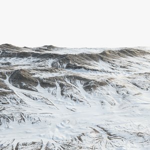 3D snowy plain snow landscape