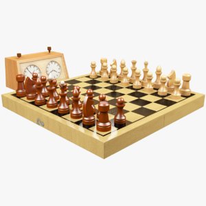 3D chess set chessboard model