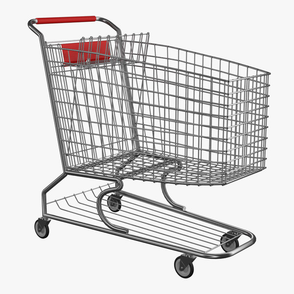 metallic shopping cart 3d model