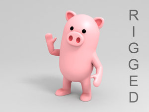 pig character cartoon 3D