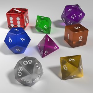 role playing dice glass model