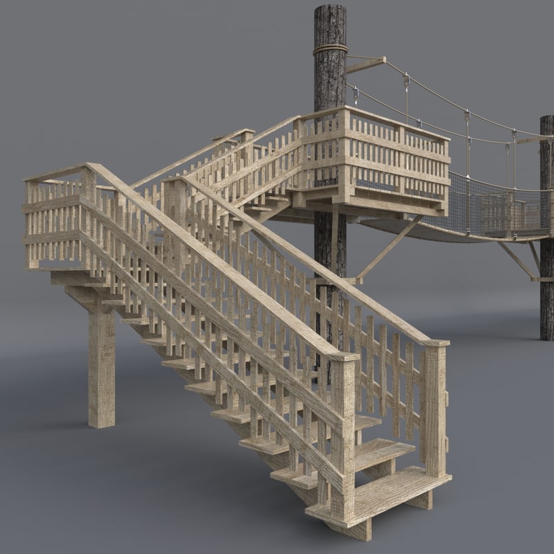 3D suspension wooden bridge architectural model TurboSquid 1253190