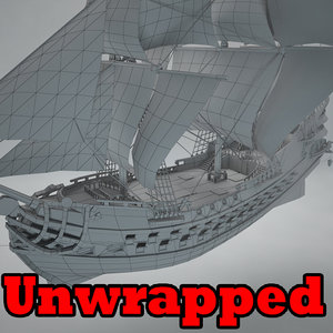 3D unwrapped galleon model