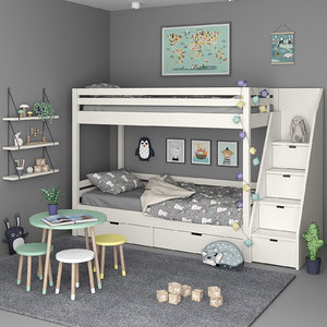 3D kids bedroom set model