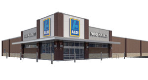 exterior retail aldi grocery store 3D