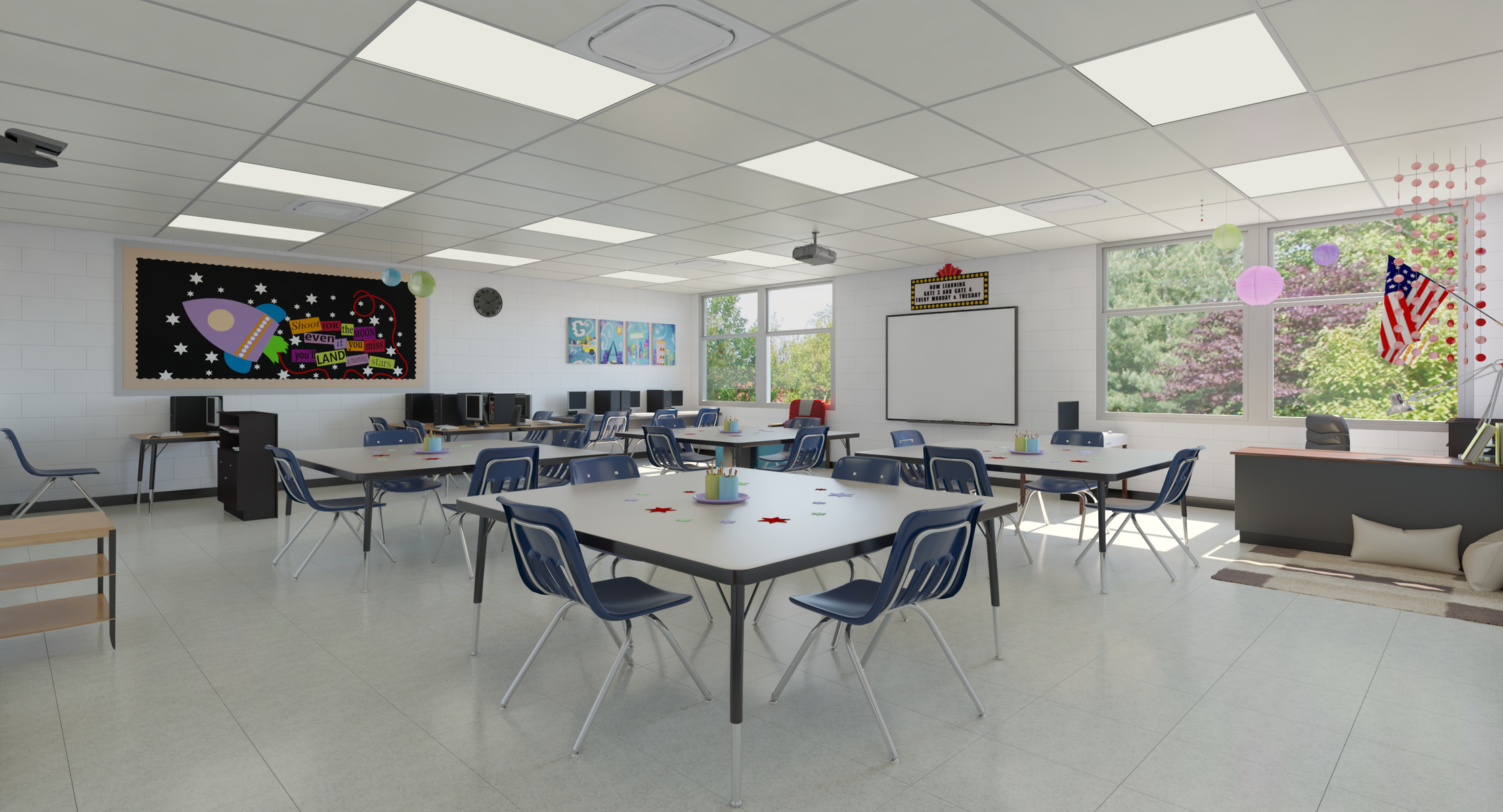 class room realistic 3d model