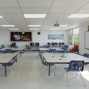 class room realistic 3D model