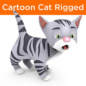 cute cartoon cat rigged 3D model