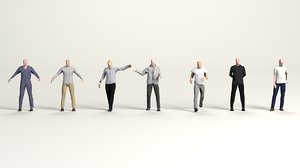 cartoon clothed males pack model