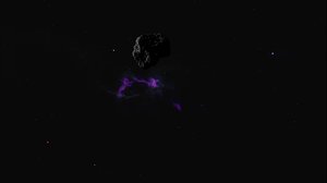 The asteroid's flight to the background of the nebula