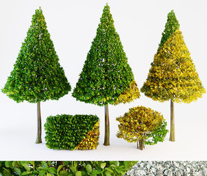 3D trees bushes green